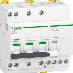 A9de3716 Disjoncteur Différentiel Triphasé 3p+n 16a - 30ma - 6ka - Type Ac Courbe C - Schneider Icv40n