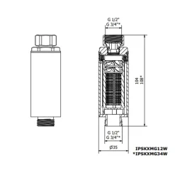 Adoucisseur d'eau Anticalcaire Antibacterien innovant IPS 100 Kalyxx MINI G 1/2" femelle (IPSKXMG12W)