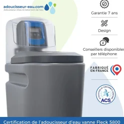 Adoucisseur D'eau 30L Fleck 5800 SXT Monobloc Volumétrique + Kit Installation Fabrication Française