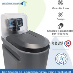 Adoucisseur Eau 25L Fleck 5600 MC Mécanique Chronométrique Complet Avec Accessoires Fabriqué En France