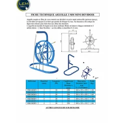 Aiguille tire-fil 3 mm L 15 M sur mini dévidoir (avec accessoires)