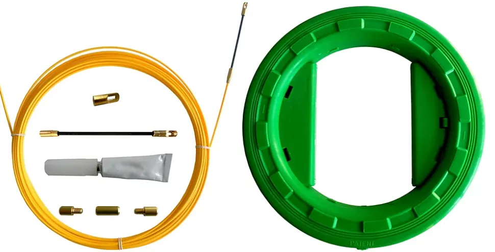 Aiguille tire-fil SNAKE en fibre de verre diamètre 3 mm, 10 mètres. Avec kit de réparation et carter de rangement