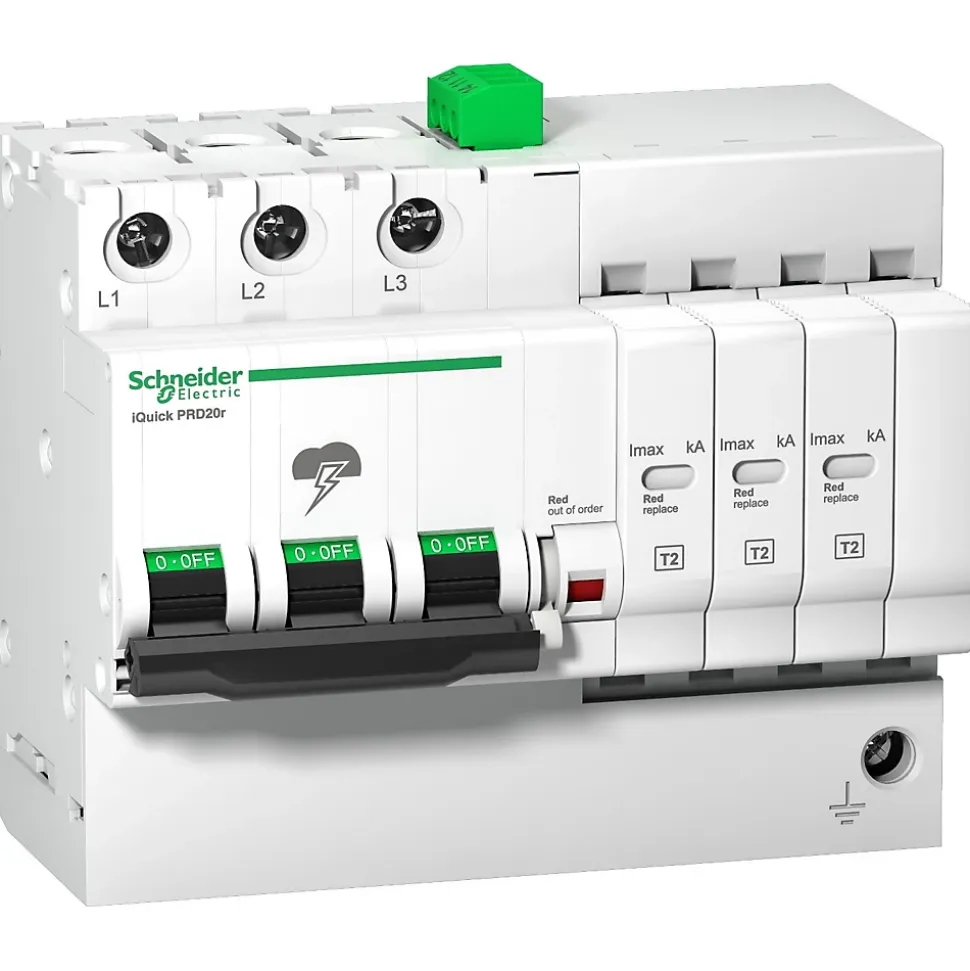 A9l16293 Schneider - Parafoudre Triphasé De Type 2 Autoprotégé - 40ka - Report De Signalisation