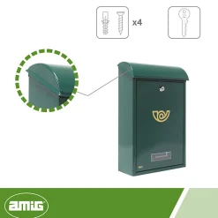 AMIG - Boîte aux lettres 2 - 400 x 250 x 100 mm - Acier - Vert