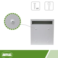 AMIG - Boîte aux lettres 6 - 400 x 360 x 100 mm - Acier - Blanc