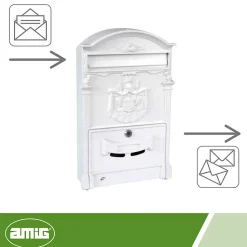 AMIG - Boîte aux lettres 4 - 400 x 240 x 80 mm - Aluminium - Blanc