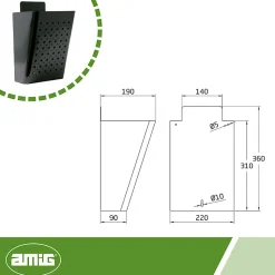AMIG - Boîte publicité 77 - 220 x 360 x 190 mm - Acier - Noir