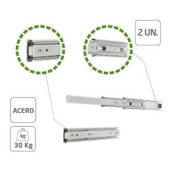 AMIG - Coulisse pour tiroir à bille 35 - 500 x 45 mm - Acier - Zingué
