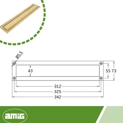 AMIG - Entrée de boîte aux lettres 2 - 342 x 73 mm - Laiton - Poli