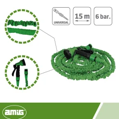 AMIG - Tuyau extensible 2073 - 15 m - Vert