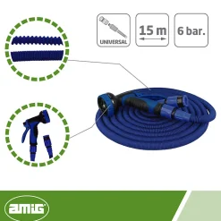 AMIG - Tuyau extensible 2072 - 15 m - Bleu