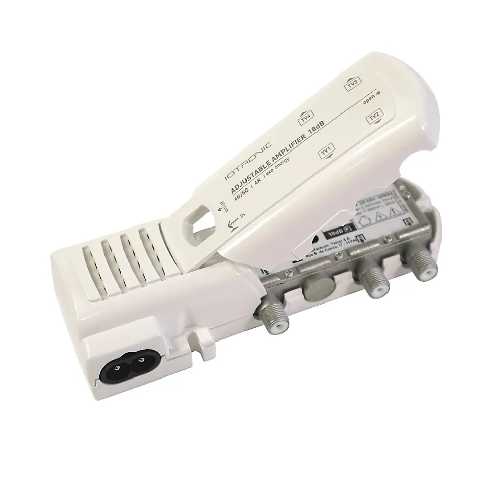 Amplificateur TV 18dB 4 TV 4G/5G, connexion F, gain réglable