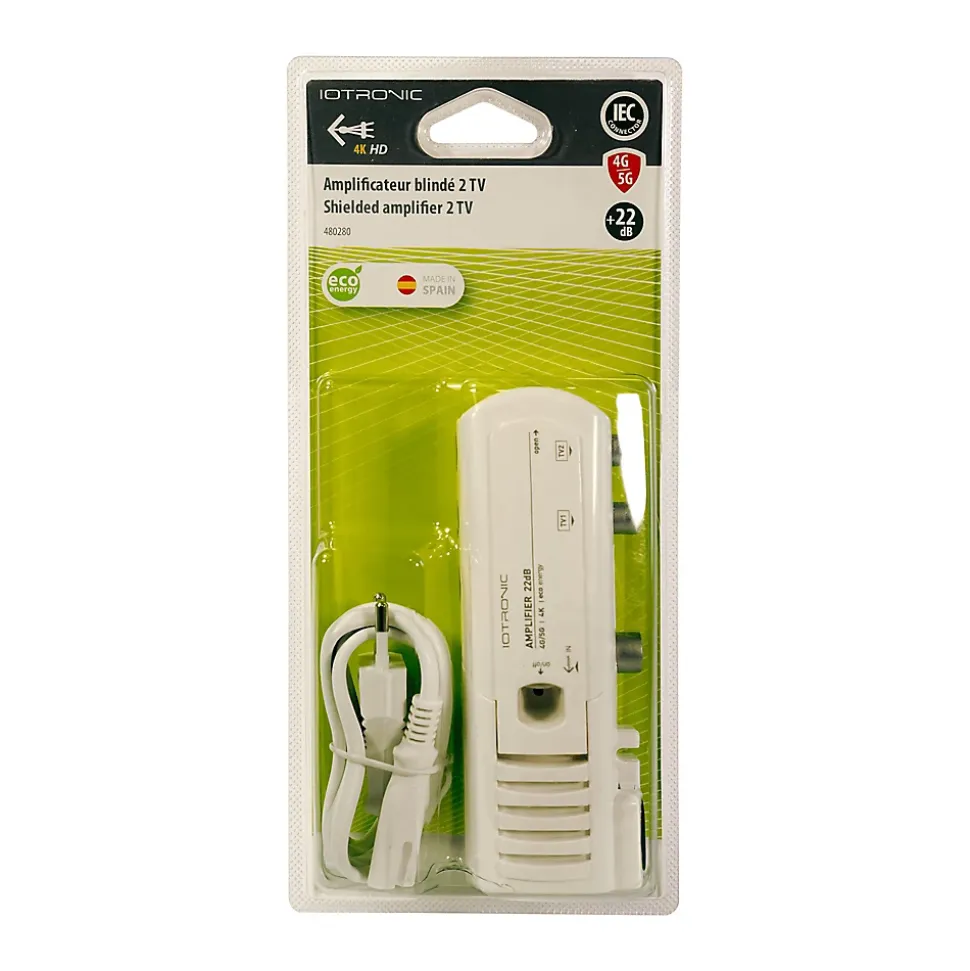 Amplificateur TV 22dB 2 TV 4G/5G, connexion IEC