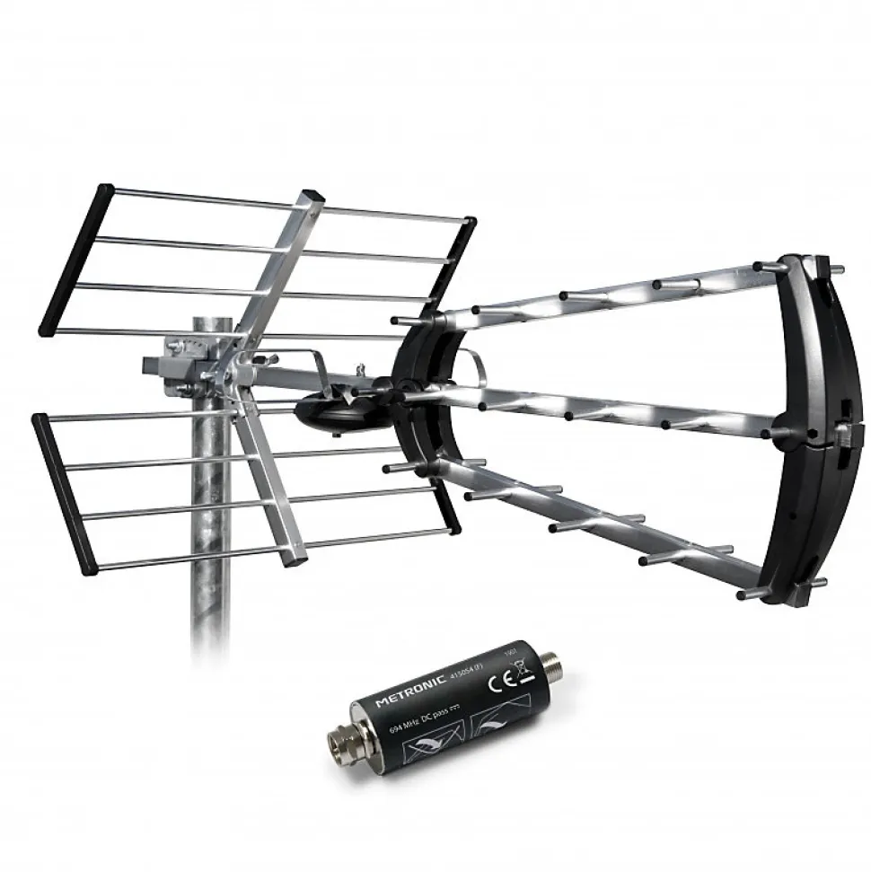 Antenne d'extérieur trinappe 26 dB + filtre 694 MHz