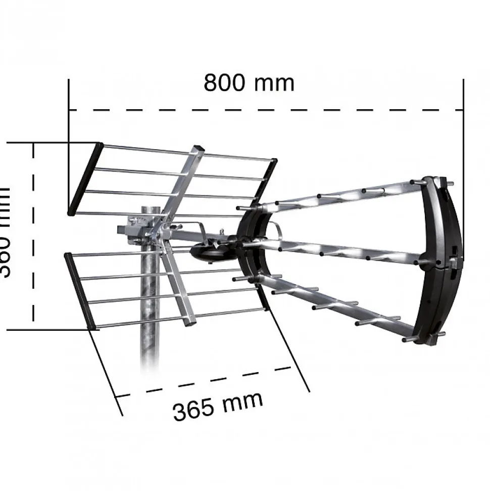 Antenne d'extérieur trinappe 26 dB + filtre 694 MHz