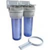 Aquawater - Filtre double avec cartouches de filtration et anticalcaire - 6 mois