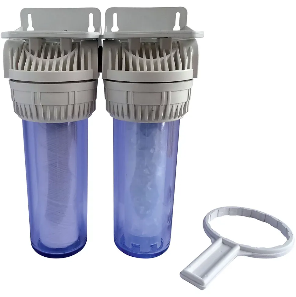 Aquawater - Filtre double avec cartouches de filtration et anticalcaire - 6 mois