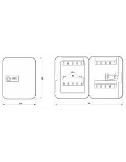 Armoire à clés à combinaison, 3 chiffres, capacité 30 clés, 200x160x75mm, époxy noir - THIRARD