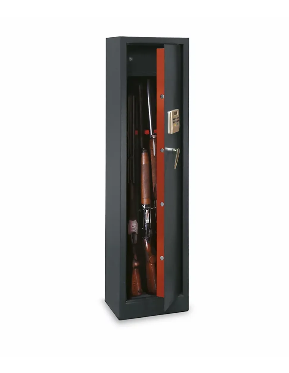 Armoire à fusils Monteria, fermeture électronique à code, 4 pênes, capacité de 5 fusils - THIRARD