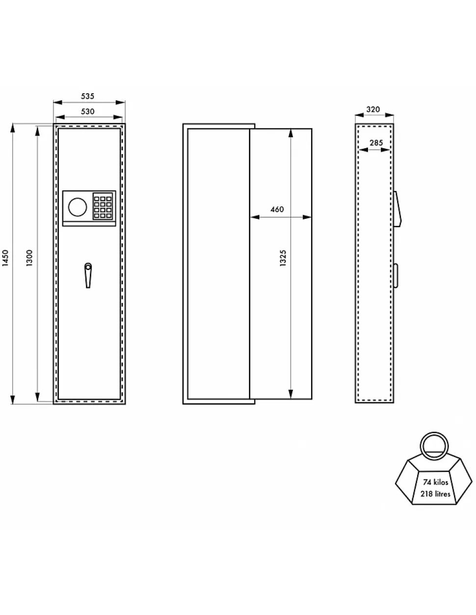 Armoire à fusils Monteria, fermeture électronique à code, 4 pênes, capacité de 10 fusils - THIRARD