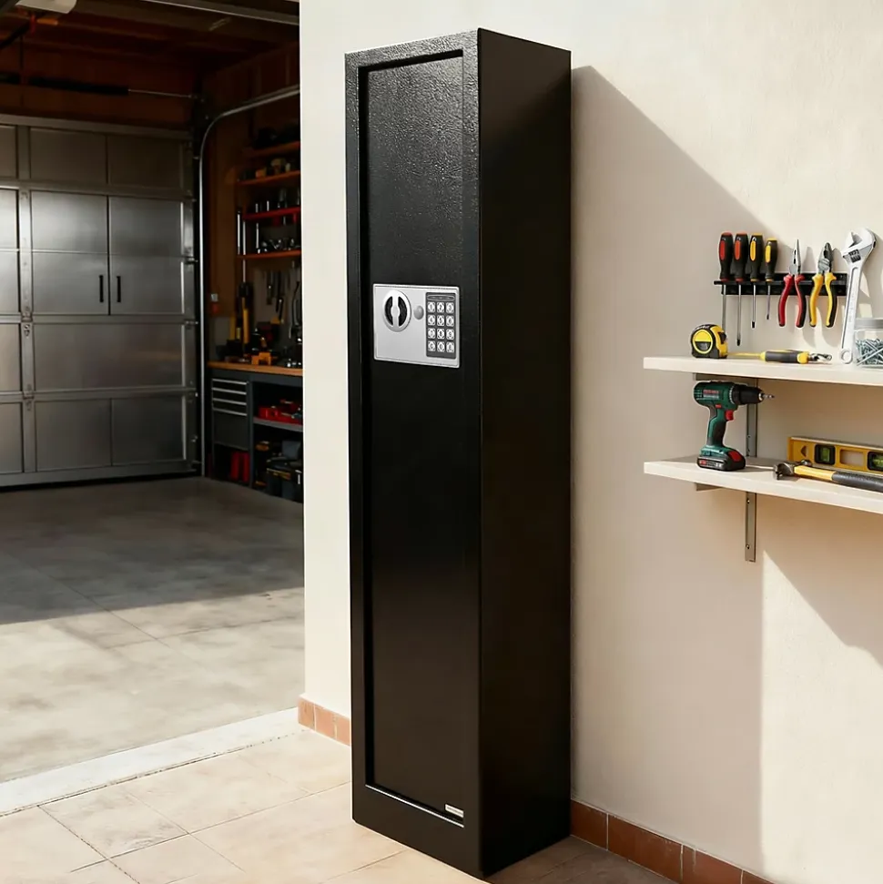 Armoire à fusils serrure électronique Smith & Locke – 3 armes, acier noir – 60 L – l.25 x H.125 x P.25 cm