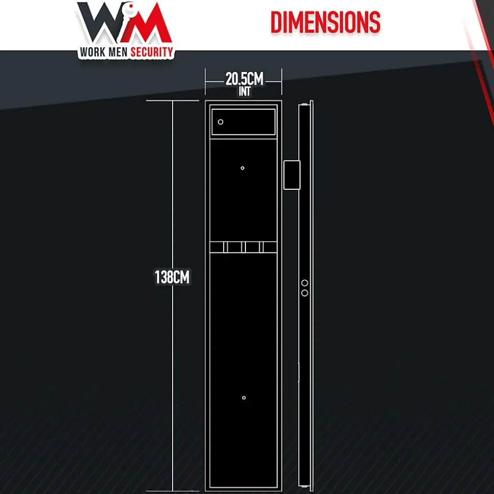 Armoire à fusils 315X205X1380mm avec coffre intérieur - 5 fusils - Workmen Security