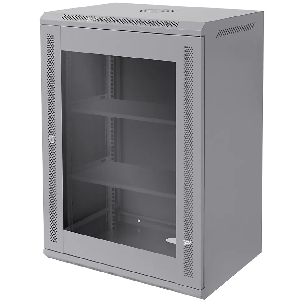 Armoire serveur 19" boîtier réseau murale gris en acier rack 16U 600x450x850 mm