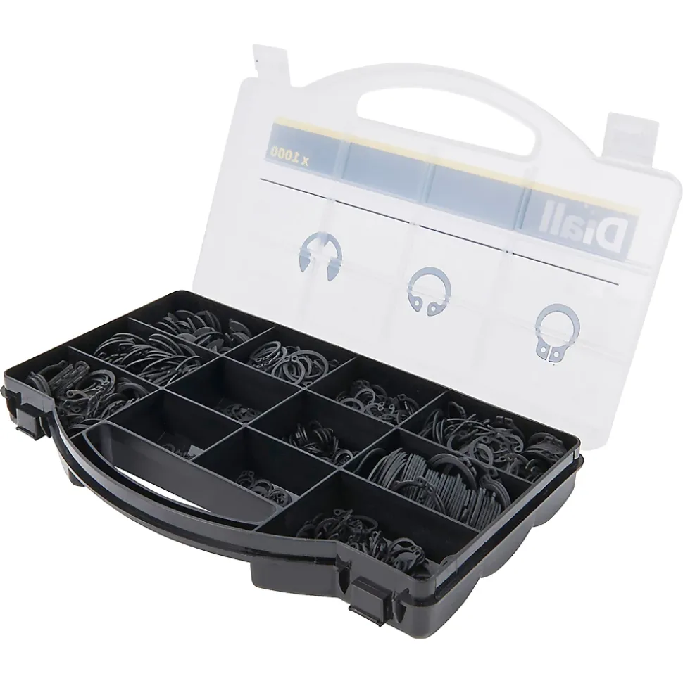 Assortiment de 1000 Circlips en acier carbone noir Diall