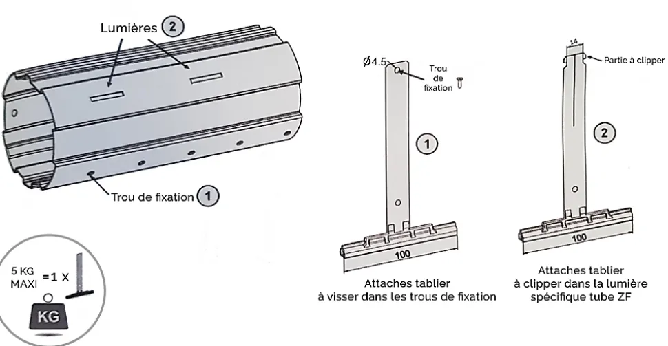 ATTACHE TABLIER A CLIPPER (Lame 8 : LG 142) OCTO