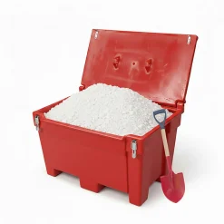 Bac à sable incendie/ à sel de déneigement 200l + grenouillères + pelle