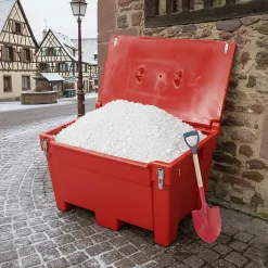 Bac à sable incendie/ à sel de déneigement 200l + grenouillères + pelle