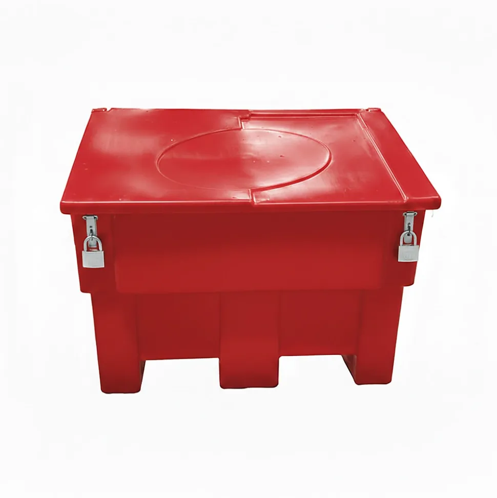 Bac à sable incendie/ à sel de déneigement 300l + grenouillères + cadenas