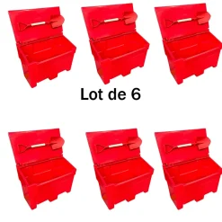 Bac à sable incendie/ à sel de déneigement 200l + pelle- lot de 6