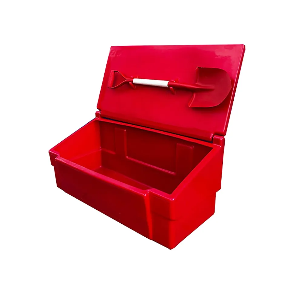 Bac à sable incendie/ à sel de déneigement 100l + grenouillères + cadenas + pelle