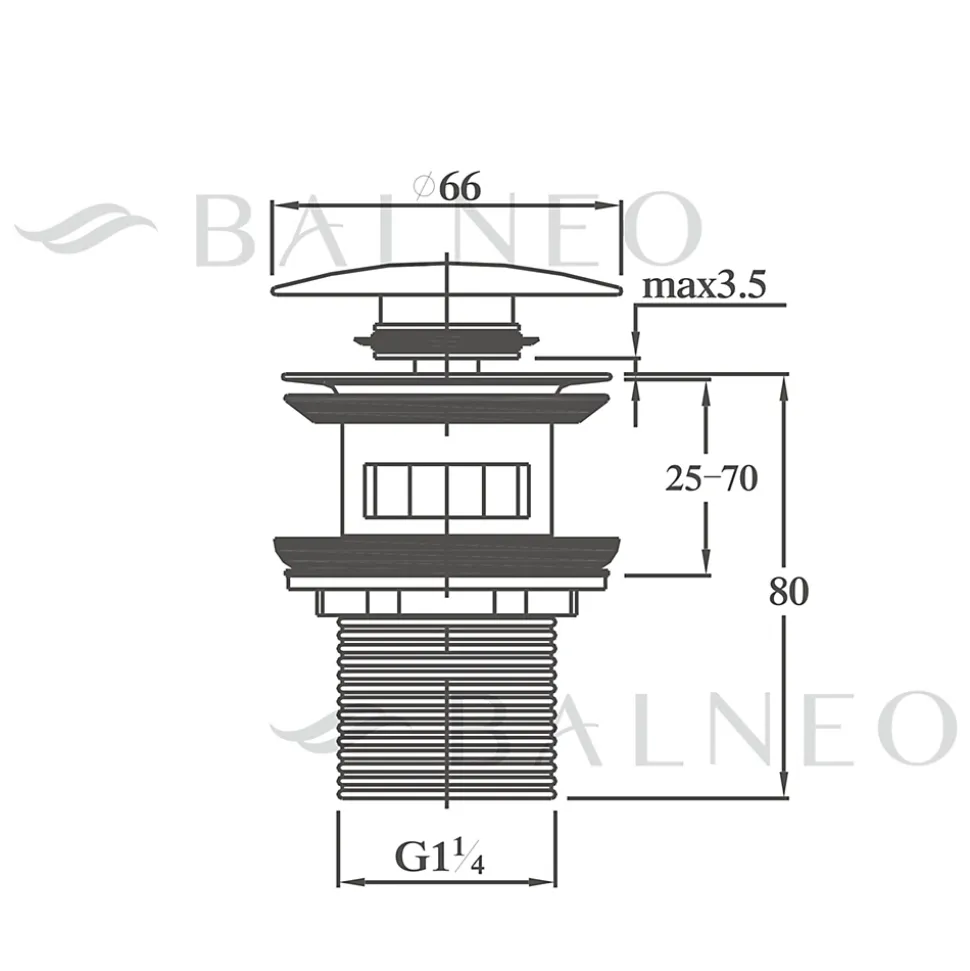 Balneo Bonde clic-clac avec trop-plein, pour lavabo, finition gold, laiton