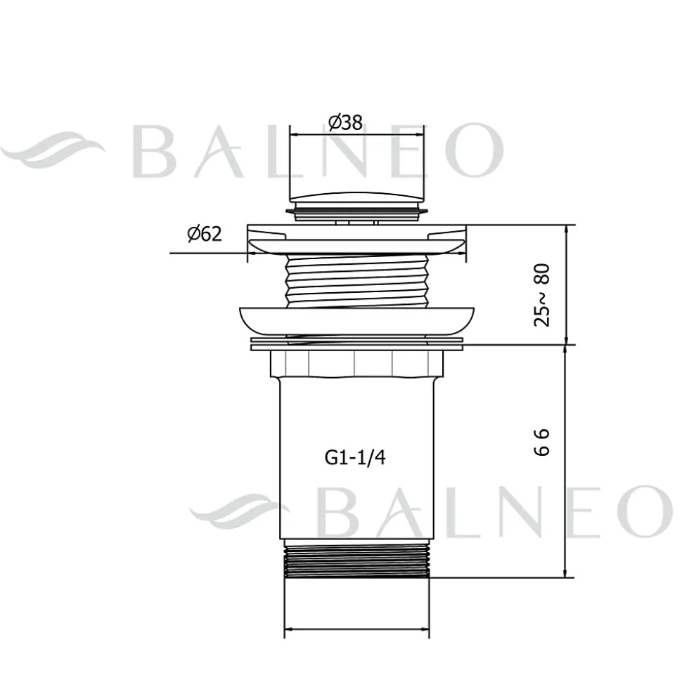 Balneo Bonde clic-clac sans trop-plein, pour lavabo, finition chrome, laiton