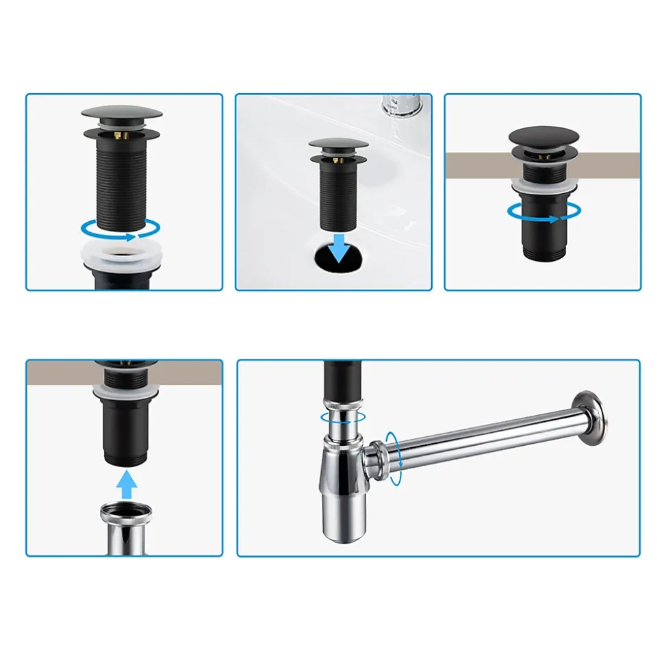 Balneo Bonde clic-clac sans trop-plein, pour lavabo, finition chrome, laiton