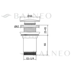 Balneo Bonde clic-clac sans trop-plein, pour lavabo, finition noir, laiton