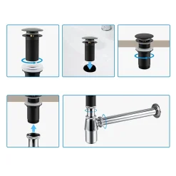 Balneo Bonde clic-clac sans trop-plein, pour lavabo, finition noir, laiton