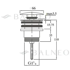 Balneo Bonde clic-clac universelle, pour lavabo, finition chrome, laiton