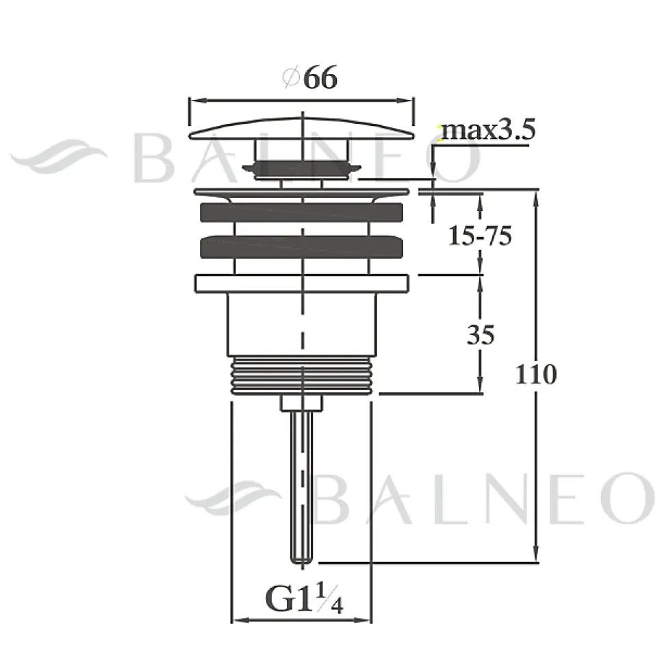 Balneo Bonde clic-clac universelle, pour lavabo, finition chrome, laiton