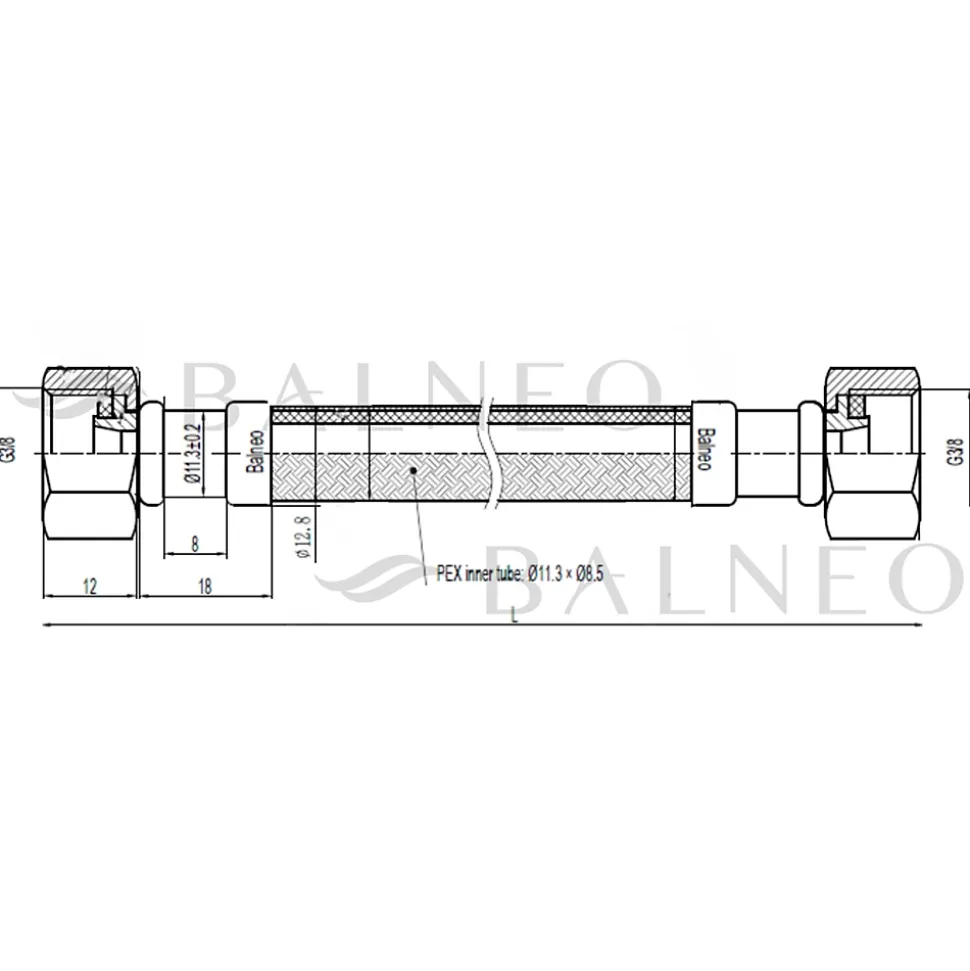 Balneo Flexible d'alimentation 3/8" x 3/8" 40 cm noir tuyau PEX avec tresse