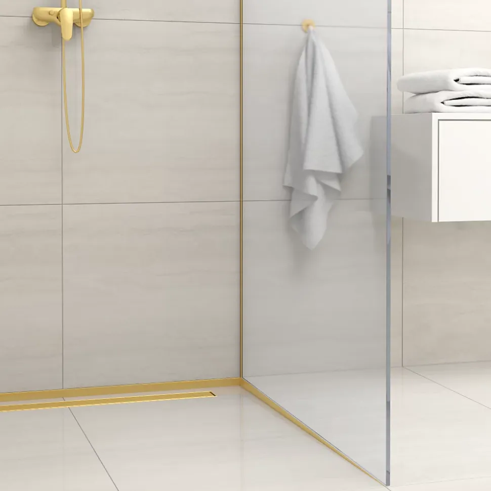 Balneo Profilé de douche frontale, au sol 130 cm, acier inoxydable, finition gold, Pente de 1,5%