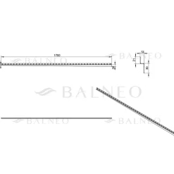 Balneo Profilé murale inclinée à gauche pour douche 170cm, acier inoxydable, finition gold, Pente de 1,5%