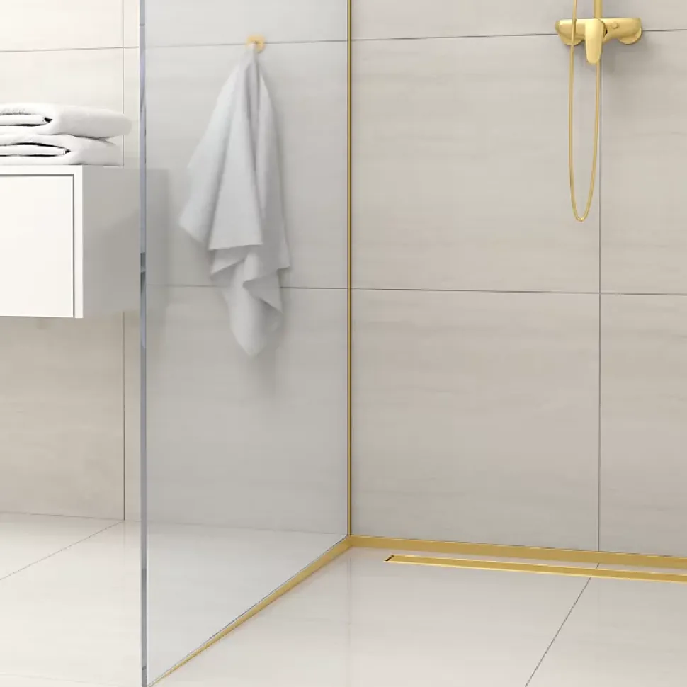 Balneo Profilé murale inclinée à gauche pour douche 170cm, acier inoxydable, finition gold, Pente de 1,5%