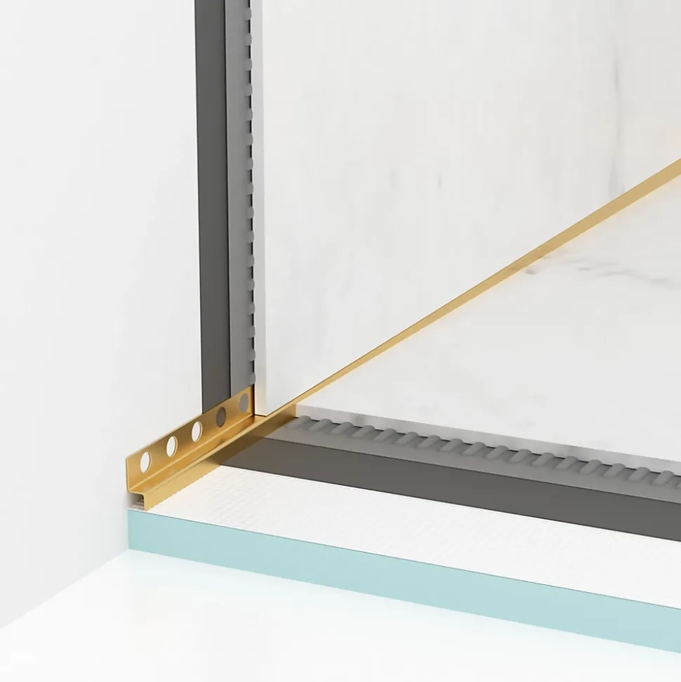 Balneo Profilé murale inclinée à gauche pour douche 170cm, acier inoxydable, finition gold, Pente de 1,5%