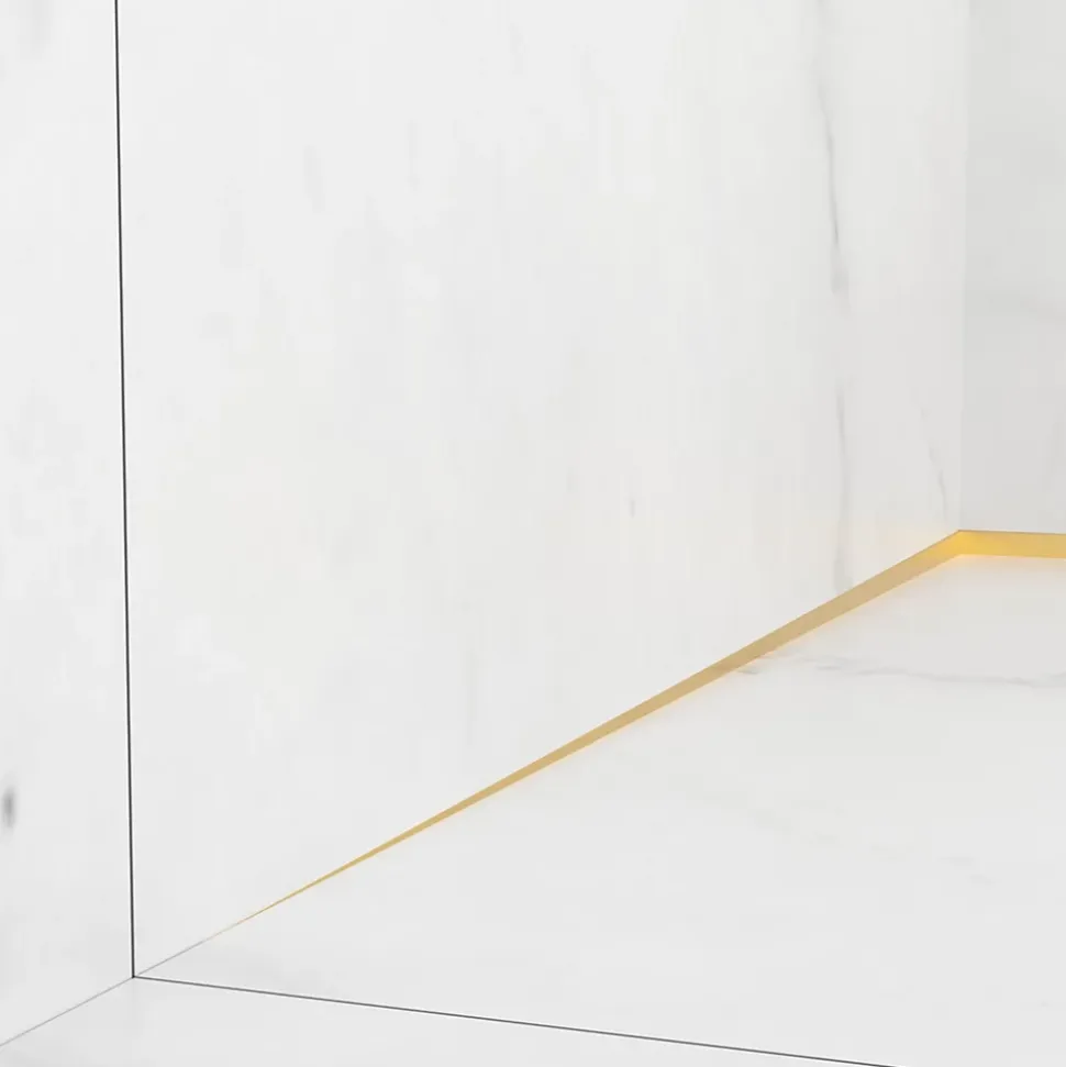 Balneo Profilé murale inclinée à gauche pour douche 170cm, acier inoxydable, finition gold, Pente de 1,5%