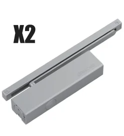 Bandeau Ferme portes à force réglable 1 à 3 poussant gauche gris Bricard Ensemble 2 Vantaux