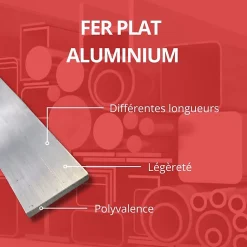 Barre aluminium plate 50mm ep 5 mm, Longueur : 2 metres - Comment Fer