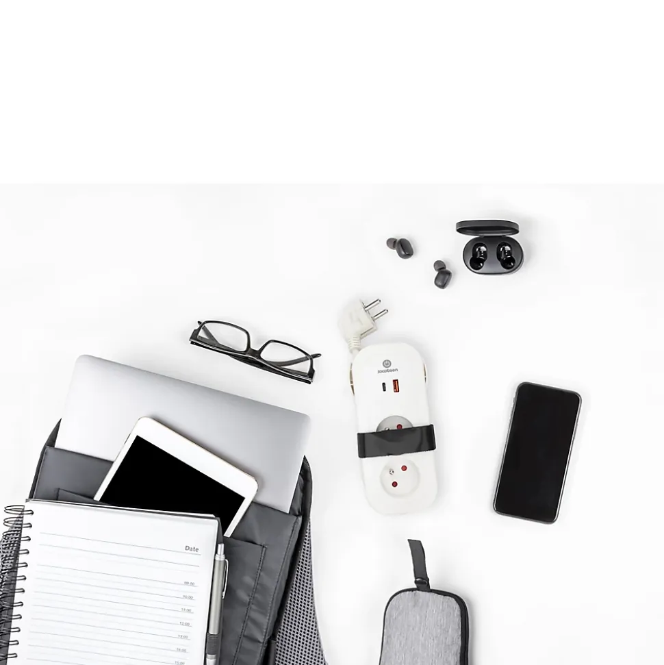 Bloc 2 prises avec terre + 2 USB Jacobsen blanc
